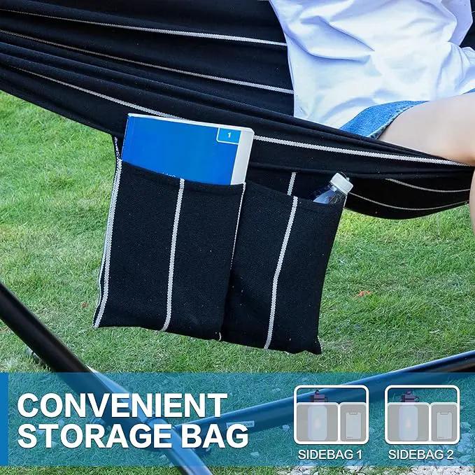 PNAEUT Double Hammocks with Stand for Outside, Portable Space Saving Heavy-Duty Steel Stand for Indoor Outdoor Patio with Carrying Bag, 450 lbs Capacity (Chasm) by GreenHaven Gardens