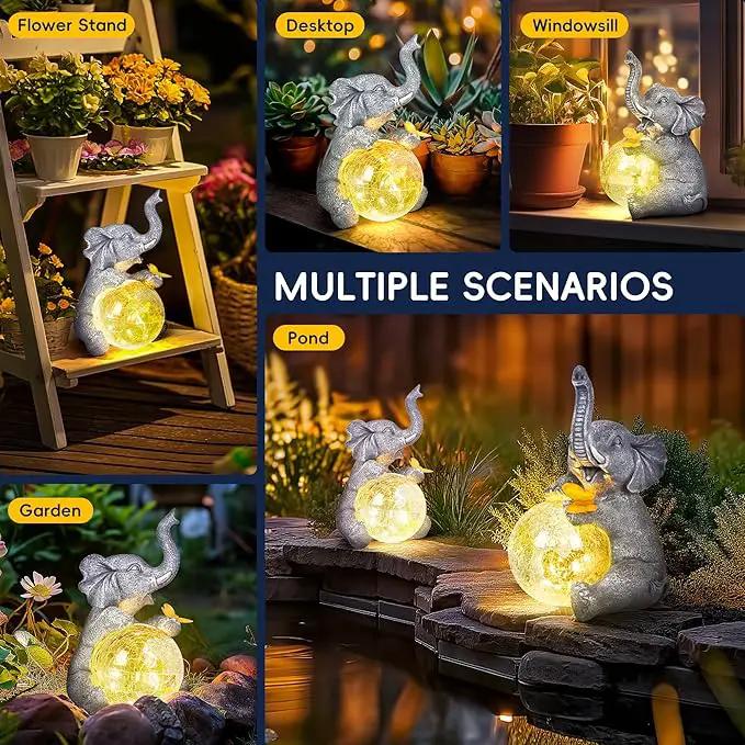 GIGALUMI Solar Garden Outdoor Statues for Women, Mom, Grandma. Glass Globe Elephant Figurine Housewarming and Birthday Gifts Elephant Statue Decor for Backyard, Patio, Balcony, Lawn, Pond by GreenHaven Gardens