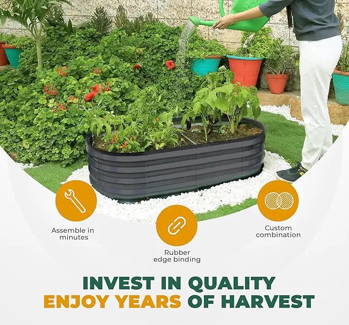Utopia Home Galvanized Raised Garden Bed, 4 by 2 by 1 feet Lightweight Planter Boxes Outdoor with Easy Assembly, Large Garden Bed for Vegetables, Fruits, Flowers, Dark Grey by GreenHaven Gardens
