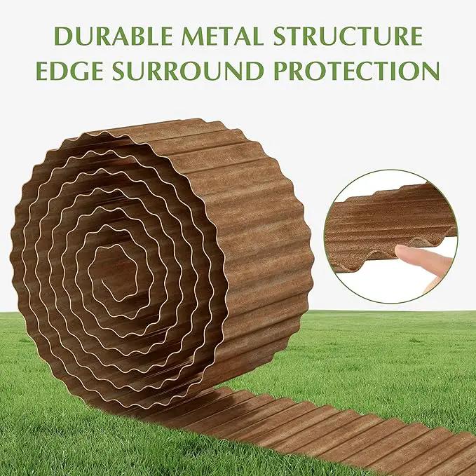 Metal Garden Edging Border, Corrugated Steel Landscaping, DIY for Lawn (Rusty, 8 Inch x 10FT) by GreenHaven Gardens