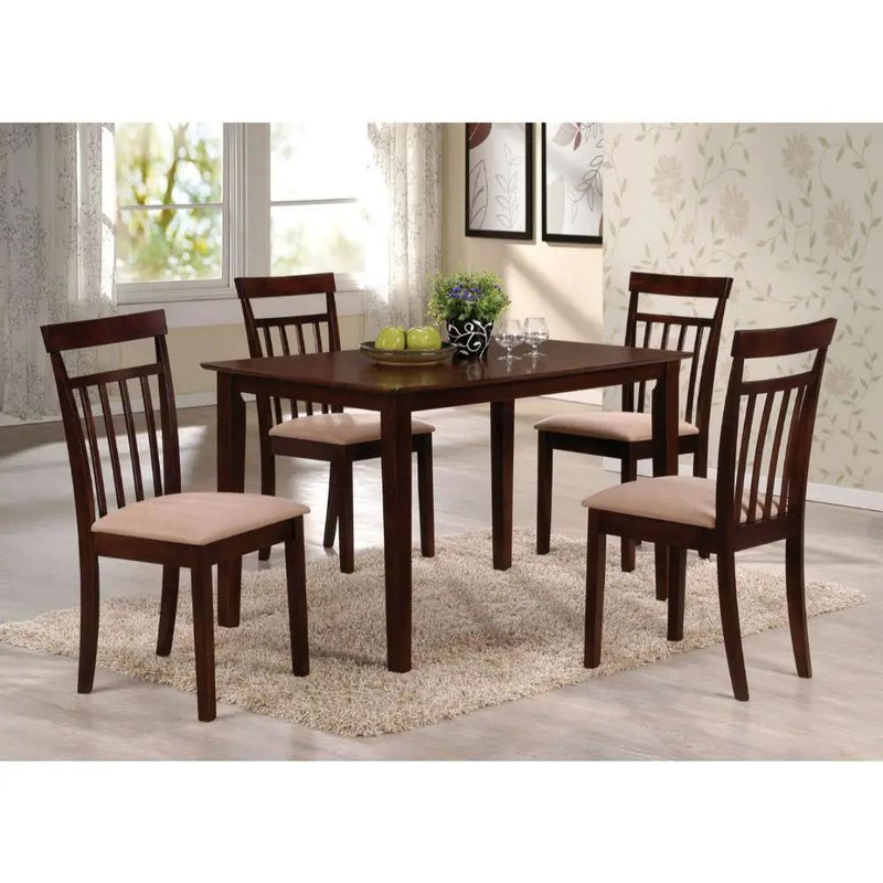 Samuel - 5 Piece Dining Set - Beige Microfiber &Espresso by Unique Piece Furniture