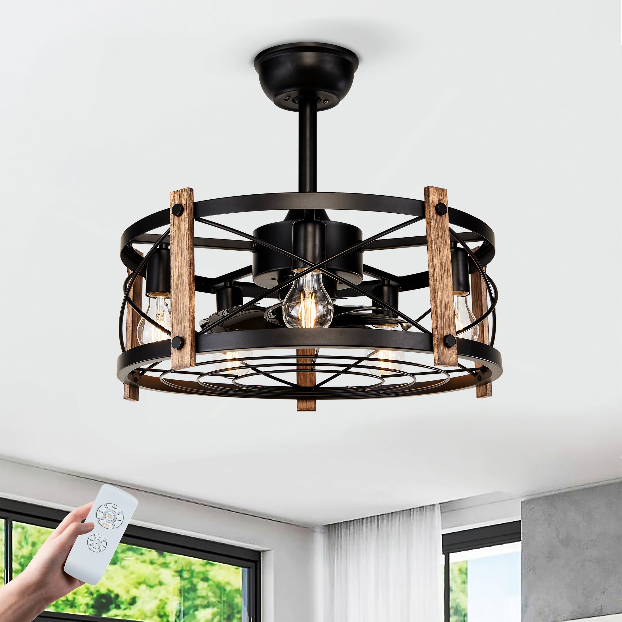 20'' Cage Ceiling Fan With Remote Control by HouseOfZazla