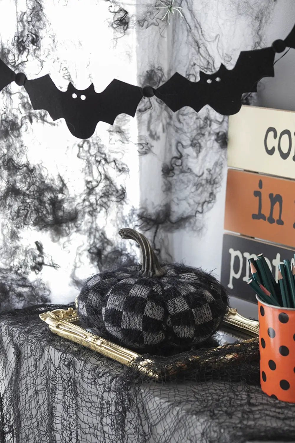 Set of 2 Fabric Black Pumpkins by HouseOfZazla