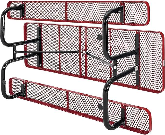Global Industrial 8’L Rectangular Picnic Table, Expanded Metal, Red Thermoplastic Coating, Attached Benches, 1-1/2” Umbrella Pole Hole, Outdoor-Rated, 1000 lb Capacity, 96” x 30” Tabletop by GreenHaven Gardens