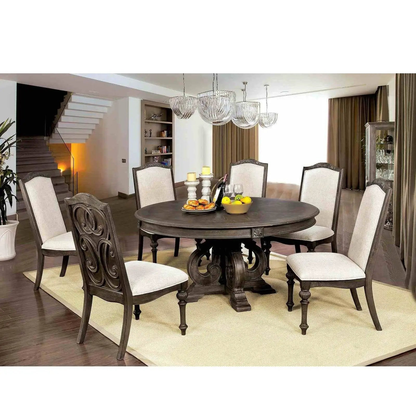 Elegant Dining Set Round Table And Side Chairs by Unique Piece Furniture