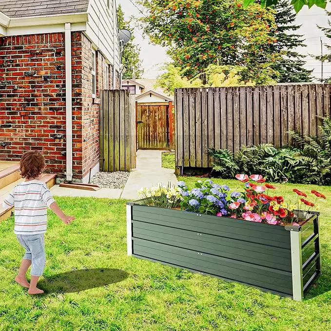 Galvanized Raised Garden Bed 4x2x1.3ft, Metal Garden Bed for Outdoor Gardening, Durable Rust-Proof Metal Raised Garden Bed for Vegetables, Fruits, Flowers & Herbs by GreenHaven Gardens