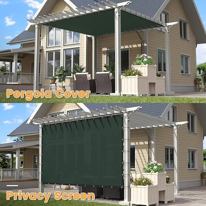 VICLLAX Shade Fabric Sun Shade Cloth with Every 2 FT Grommets for Patio Garden Pergola Cover Canopy 13x19 FT, Dark Green by GreenHaven Gardens