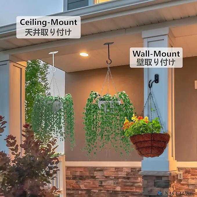 NACETURE Ceiling Hooks for Hanging Plants 4 Pack - Square Wall Mount Plant Hanger Indoor Hanging Hooks Metal Plant Bracket Iron Lanterns Hangers for Wind Chimes, Planters (5" White 4 Pack) by GreenHaven Gardens