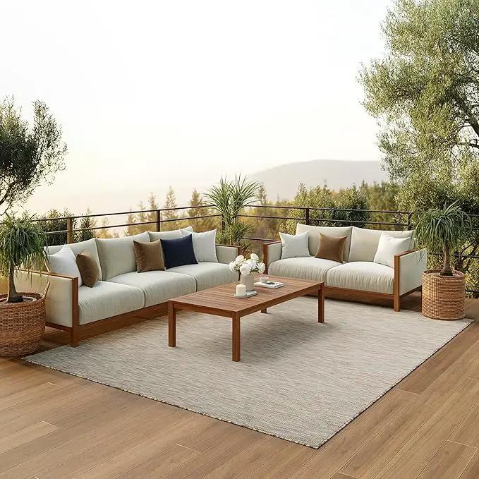 Nourison Positano Indoor-Outdoor Beige 8' x 10' Area Rug, Easy Cleaning, Non Shedding, Bed Room, Living Room, Dining Room, Backyard, Deck, Patio (8x10) by GreenHaven Gardens