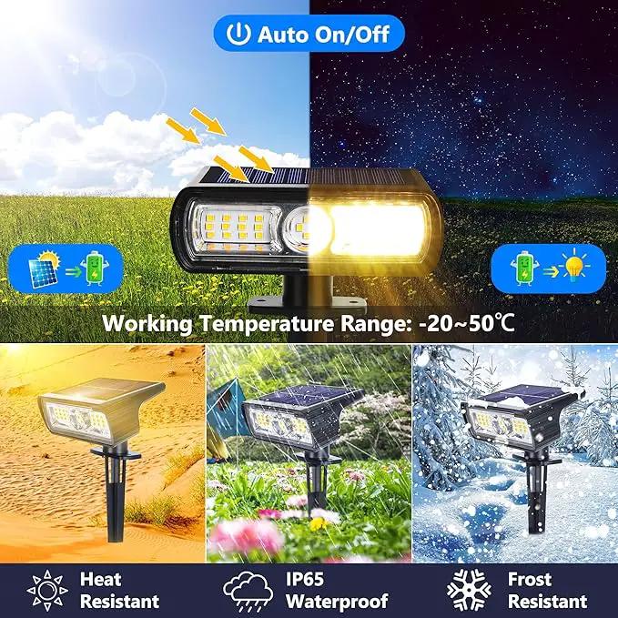 Toodour Solar Spot Light Outdoor, 2 Pack Solar Lights Outdoor with 2 Modes, Waterproof Solar Powered Flood Lights Landscape Lighting for Yard Garden Home Pathway Walkway Outdoor Decor - Warm White by GreenHaven Gardens