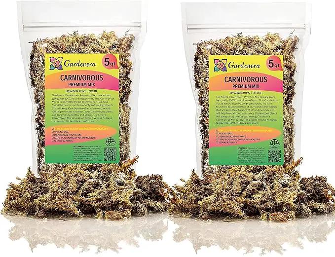 Sphagnum Moss Potting Mix for Carnivorous Plants - 10 Quart - Moss and Perlite Blend for Potting Venus Fly Traps, Sarracenia, Pitcher Plants (2 Bags of 5QT) by GreenHaven Gardens
