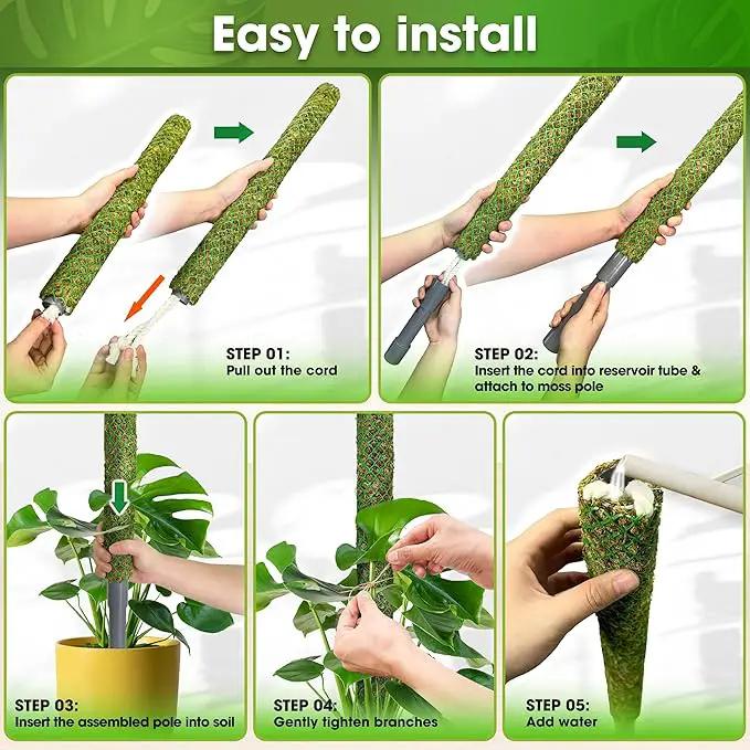 DUSPRO Self-Watering Natural Green Forest Moss Pole, Easy to Use Moss Sticks for Indoor Plants, Climbing Plant Support Stake with Self-Watering Feature, Moss Pole Monstera Plant Support 2pcs 23'' by GreenHaven Gardens