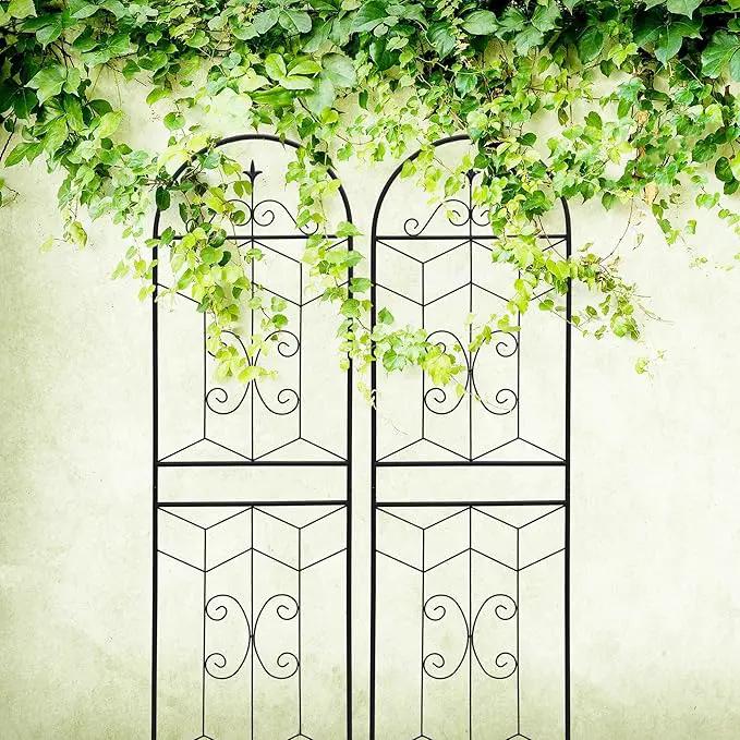 Metal Garden Trellis Rustproof Trellis for Climbing Plants Outdoor Flower Support (Black-4 Pack, 71"x19.7") by GreenHaven Gardens