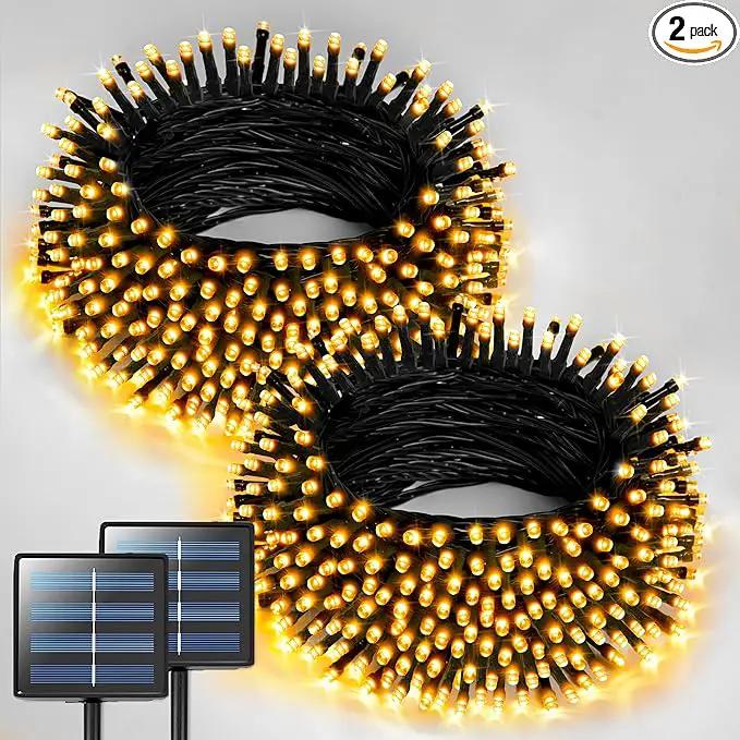 JMEXSUSS 2 Pack Solar String Lights Outdoor Waterproof - Total 400 LED 151FT Solar Lights Outdoor, 8 Modes Warm White Christmas Light for Outside Patio Yard Tree Garden Christmas Decorations by GreenHaven Gardens