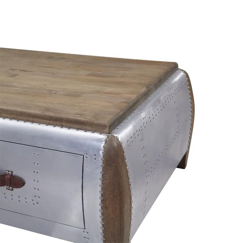 Brancaster - Coffee Table - Antique Oak & Aluminum by Unique Piece Furniture