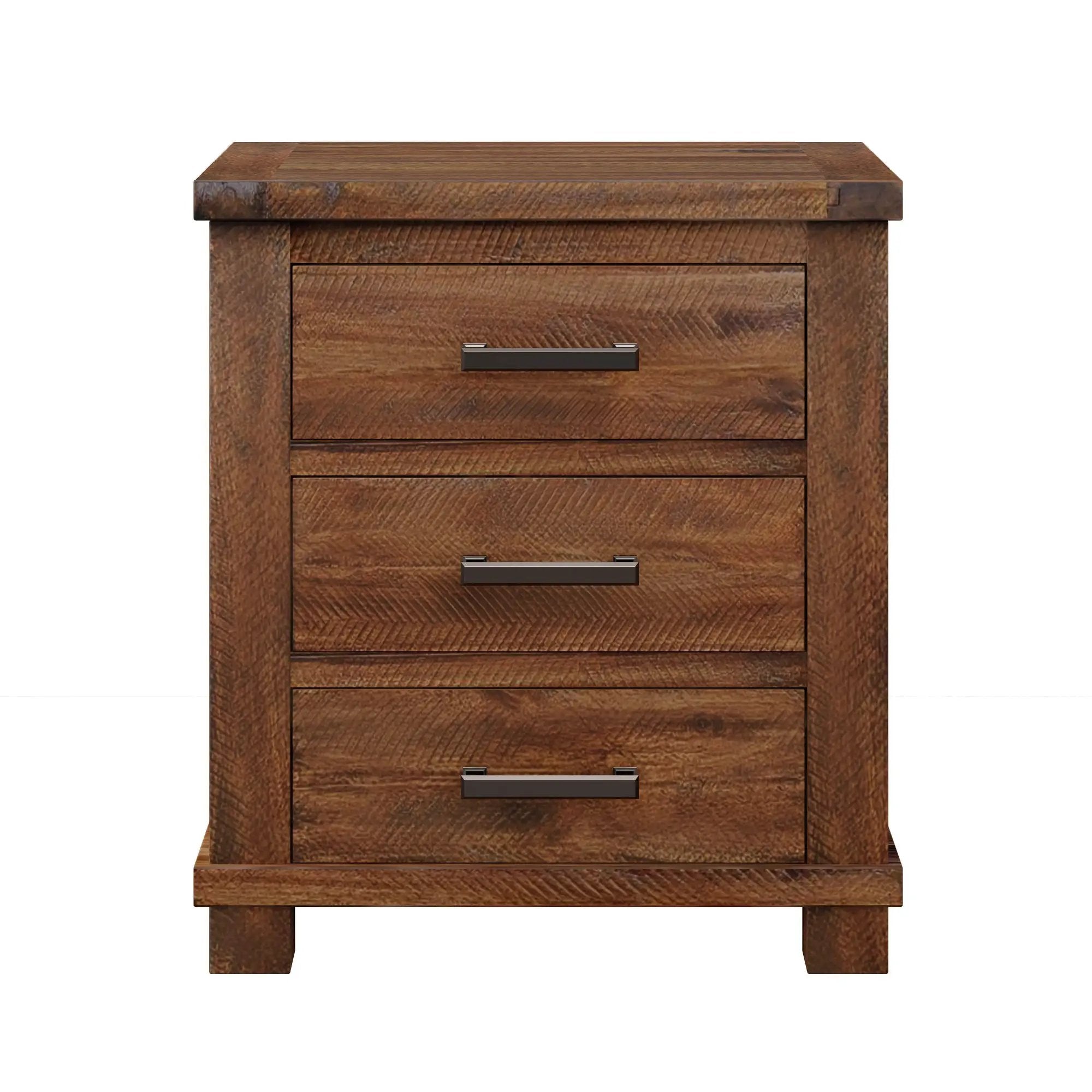 Rustic Three Drawer Reclaimed Solid Wood Farmhouse Nightstand Set of Two by HouseOfZazla