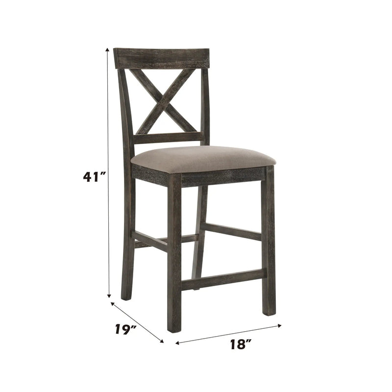 Martha II - Weathered Counter Height Chair (Set of 2) - Gray / Tan by Unique Piece Furniture