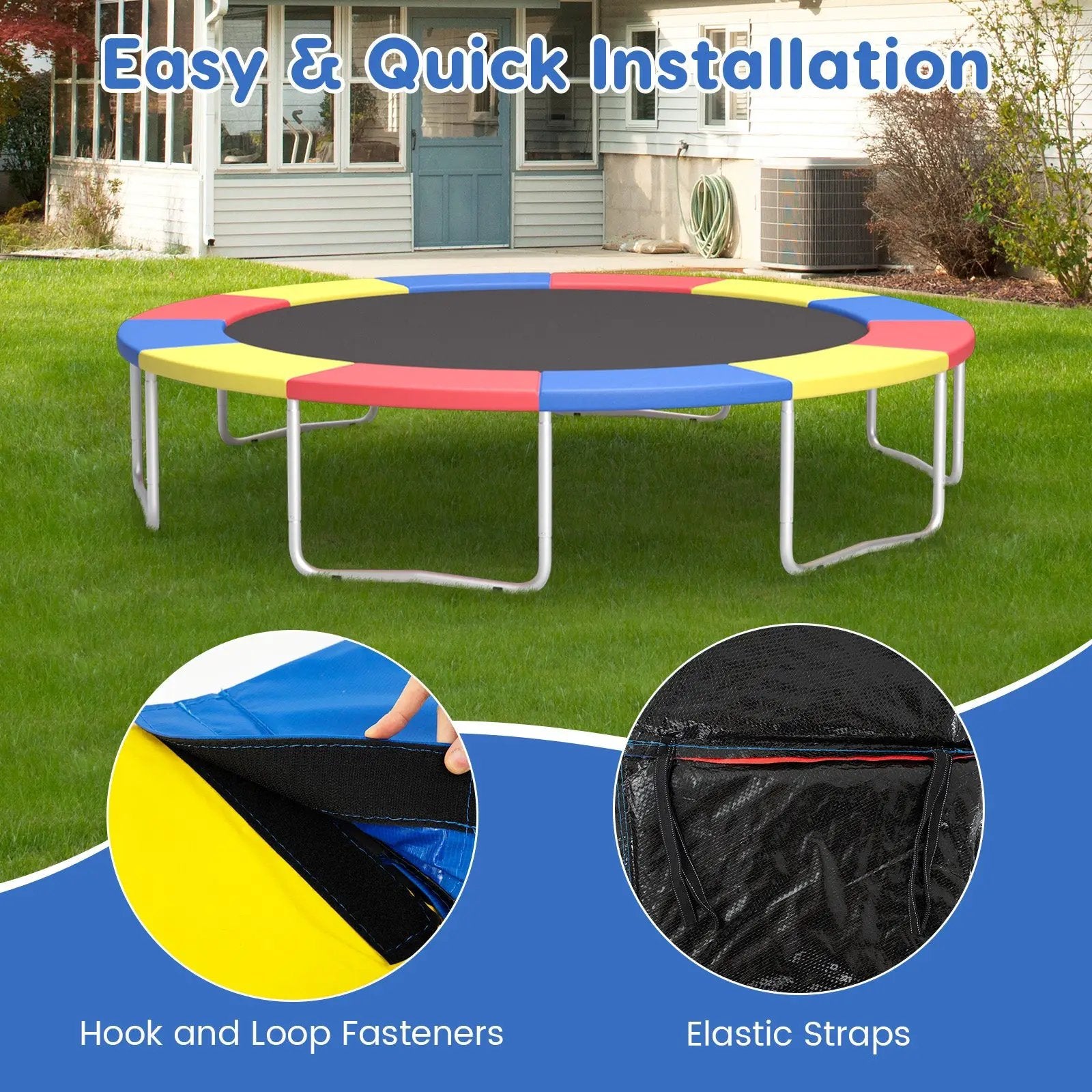 8-16 FT Trampoline Pad Replacement Safety Pad with Fixing Straps (Multicolor) by DirectDeals