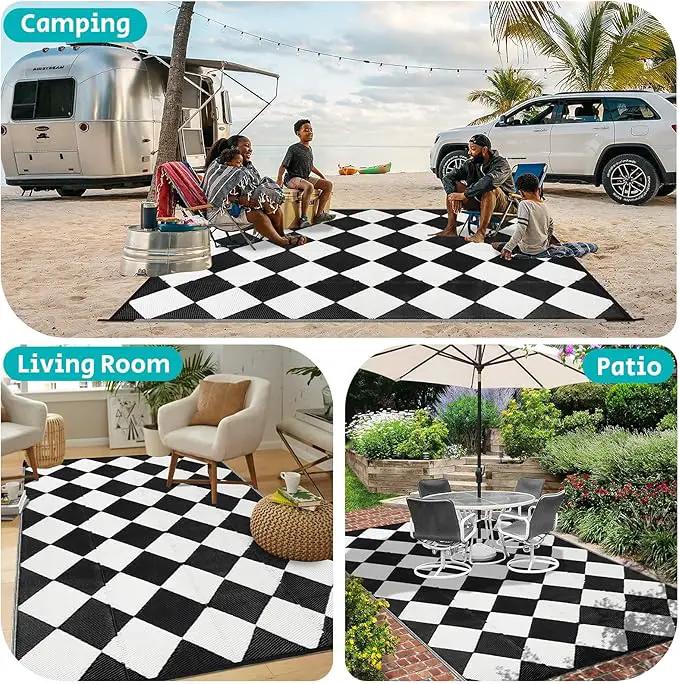 HEBE Outdoor Rug Waterproof 8x10, Reversible Plastic Straw Rug RV Camping Rug, Indoor Outdoor Patio Mat Clearance, Outside Carpet for Porch,Deck,Camper,Balcony,Backyard,Picnic by GreenHaven Gardens
