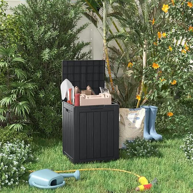 DRATO Deck Boxes, 28 Gallon Outdoor Storage Box for Patio Cushion, Sports Equipment, Garden Tools, Waterproof and UV Resistant, Lockable Black by GreenHaven Gardens