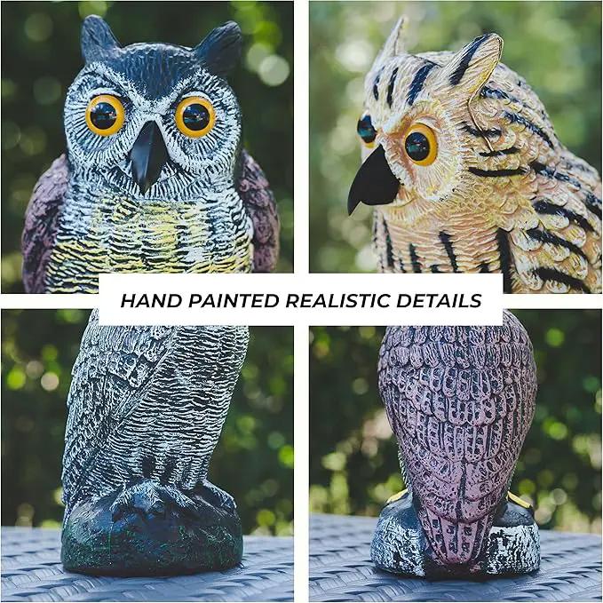 Galashield Owl Decoy | Plastic Fake Owls | Owl Statue for Garden & Outdoors [Set of 3] by GreenHaven Gardens