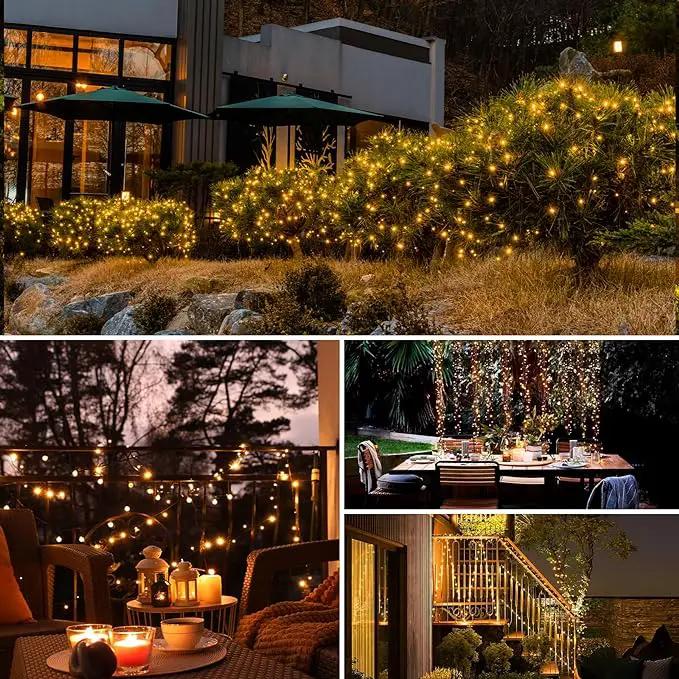 4 Pack Solar String Lights Outdoor - 320LED 132FT Solar Fairy Lights Waterproof 8 Modes, Copper Wire Solar Powered Twinkle Lights for Outside Tree Garden Christmas Wedding Party Decor (Warm White) by GreenHaven Gardens