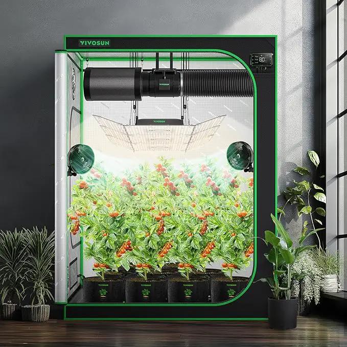 VIVOSUN S558 5x5 Grow Tent, 60"x60"x80" High Reflective Mylar with Observation Window and Floor Tray for Hydroponics Indoor Plant for VSF6450 by GreenHaven Gardens