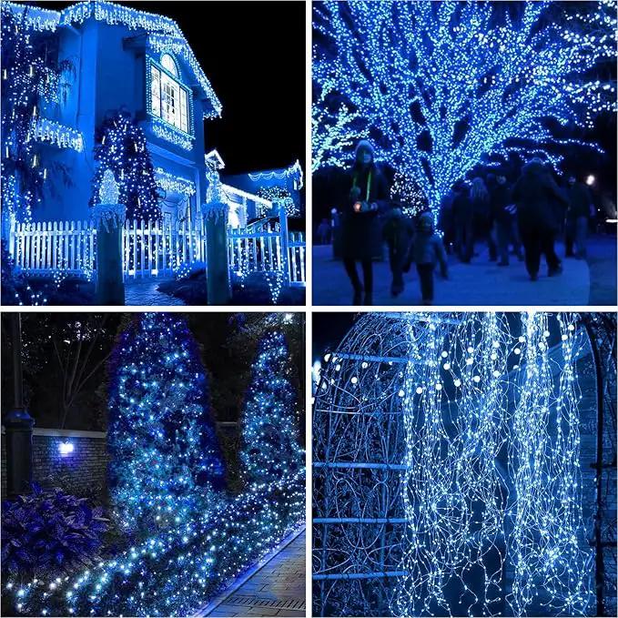 4 Pack Solar String Lights for Outside - 320LED 132FT Solar Fairy Lights Outdoor Waterproof 8 Modes, Copper Wire Solar Powered Twinkle Lights for Tree Garden Christmas Wedding Party Decor, Blue by GreenHaven Gardens