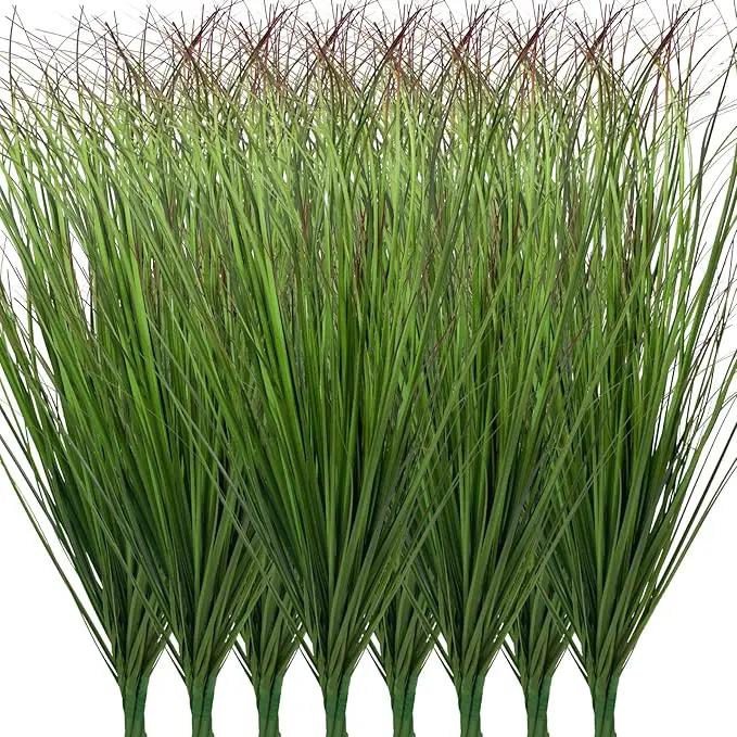 24Pcs Artificial Grass Plants, Faux Shrubs Wheat Grass, Artificial Tall Grass Fake Plants for Outdoor Decor,Artificial Greenery Stems Weed for Room Indoor Home Decor（Green Red Tail） by GreenHaven Gardens