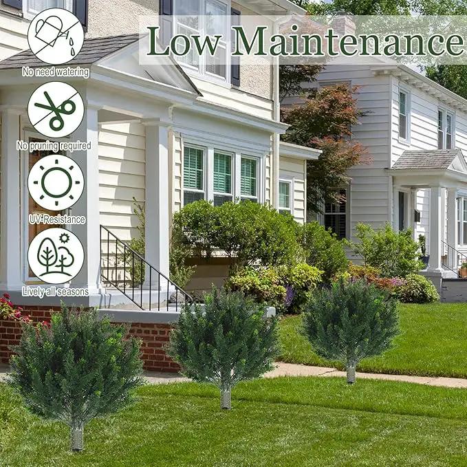 Yunlly 2 Pcs Artificial Cedar Topiary Ball Fake Tree 18" Bush Front Porch Decor Artificial Shrubs for Outdoors Faux Cypress with Ground Spike, Evergreen Plants for Indoor Garden Patio, UV Resistance by GreenHaven Gardens