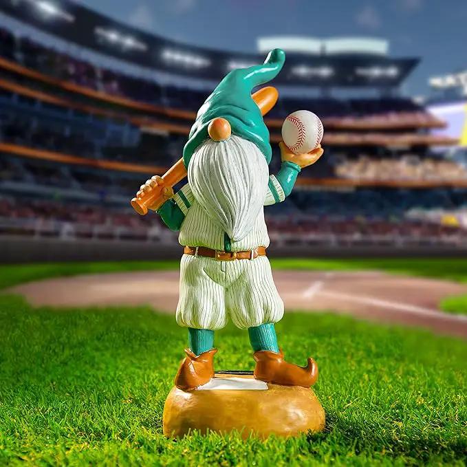 Baseball Garden Gnome with Solar Light Ball, Funny Gnomes 11.8" for Yard Decorations Outdoor, Garden Statues Outdoor Clearance, Solar Garden Statues by GreenHaven Gardens