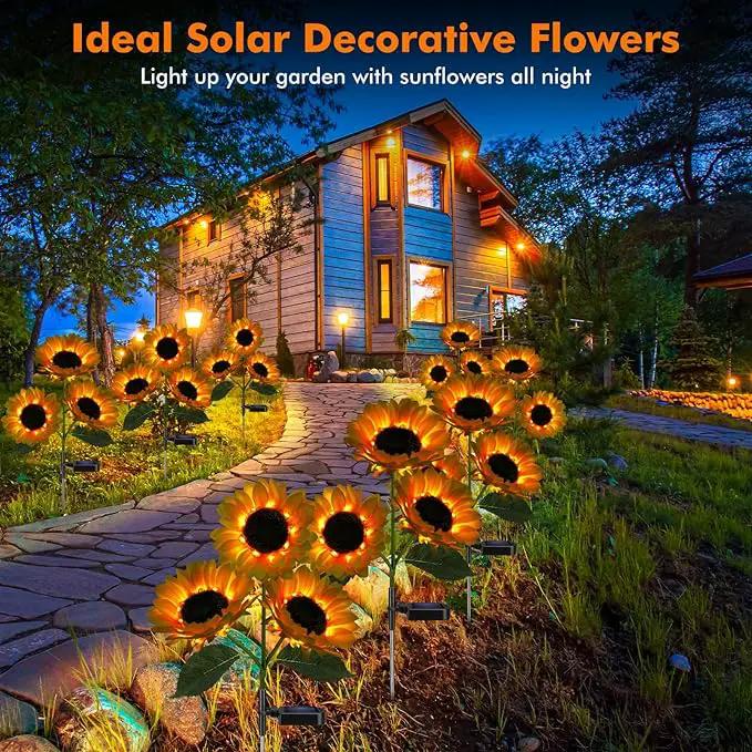 Solar Sunflower Lights, 800mA Solar Garden Light with Real Looking Flowers Outdoor Waterproof Solar Stake Lights for Back Yard, Flower Bed, Pathway, Patio, Porch, Spring Decoration (2 Pack) by GreenHaven Gardens