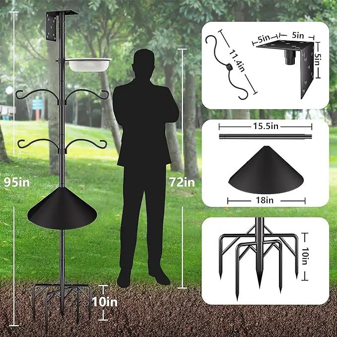 Bird Feeder Pole Stand,95 Inch House Pole for Outdoors Weather Station,Heavy Duty Metal Mount Kit Adjustable Multifunctional Bird Feeder Stand by GreenHaven Gardens