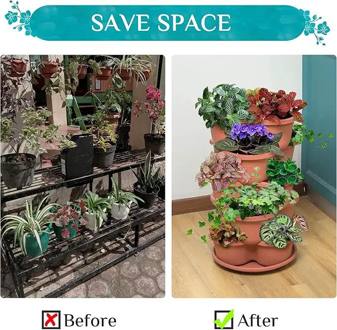 Amazing Creation Stackable Planter, Terracotta 5-Tier Vertical Garden Planter, Grow Your Own Vertical Oasis of Vegetables and Succulents by GreenHaven Gardens