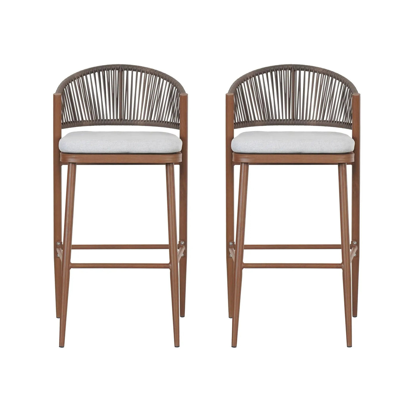 Outdoor Bar Height Metal Frame Counter Stools with Scallop-Shaped Backrest & Water-Resistant Cushions by HouseOfZazla