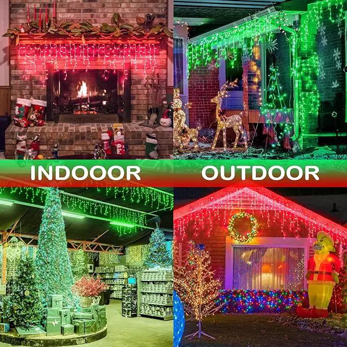 JMEXSUSS 400 LED Christmas Icicle Lights Outdoor, Red & Green Halloween Icicle Lights Clear Wire,Connectable String Lights Plug in for Christmas Party Outdoor Eaves Home Xmas Decorations by GreenHaven Gardens