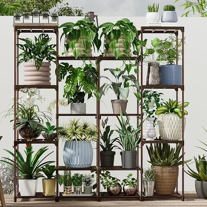 Metal Plant Stand Indoor Outdoor Plant Shelf Stand, 4 Tiers 16 Pots Potted Flower Plant Stands for Indoor Plants Multiple, Plant Shelves Stands Rack for Patio, Balcony, Living Room by GreenHaven Gardens