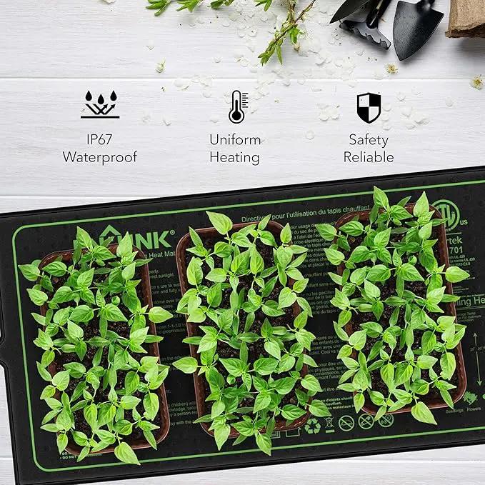 BN-LINK Seedling Heat Mat 10" x 20.75" 4 Pack Daisy Chainable Warm Hydroponic Heating Pad Waterproof for Seed Starting Germination, Indoor Gardening, Greenhouse by GreenHaven Gardens