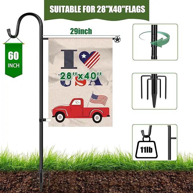 XDW-GIFTS Garden Flag Stand, Sturdy 2-Pack Flag Pole Holder with Shepherd Hook for Yard Decorations Outdoor Garden Flag Holder for 28''x40'' Flags 60 in Heavy Duty Yard Flag Post Stake (Without Flag) by GreenHaven Gardens