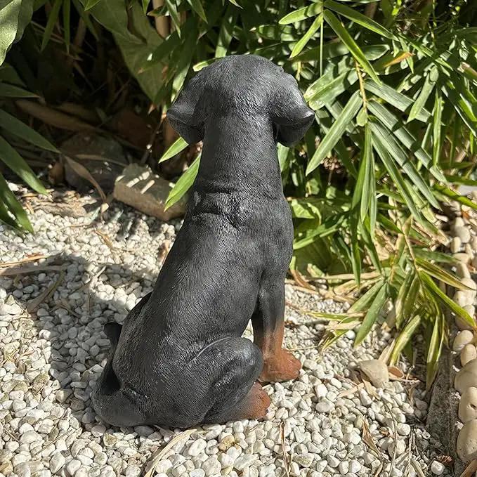 Garden Dog Statues Outdoor Decor, 10.6" Solar Light Dog Statue with Lantern, Puppy Solar Dog Figurine Sculpture for Outdoor Gardens Patio, Lawn, Yard, Housewarming Ornament Gift by GreenHaven Gardens