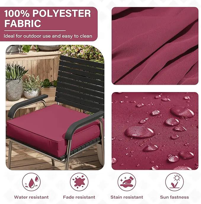 Patio Chair Cushions 24 X 24 X 5 Inch Waterproof Outdoor Seat Cushions for Patio Furniture, Outdoor Sofa Couch Pads with Ties & Handle, Set of 2, Fuchsiared by GreenHaven Gardens
