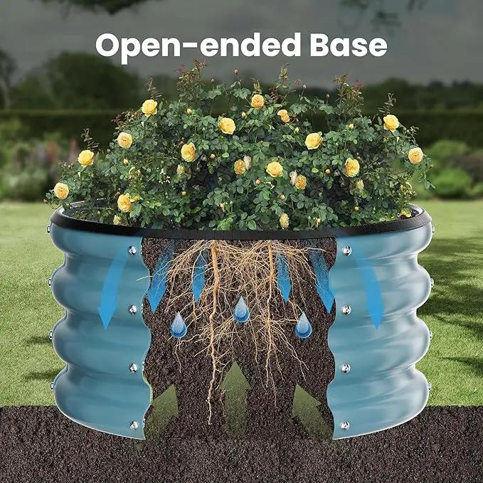 ZXZYHFTY Round Galvanized Raised Garden Bed kit, Blue Outdoor Garden Raised Planter Box, Round Large Metal Raised Garden Beds for Vegetable 2 * 2 * 1ft 3 Pcs by GreenHaven Gardens