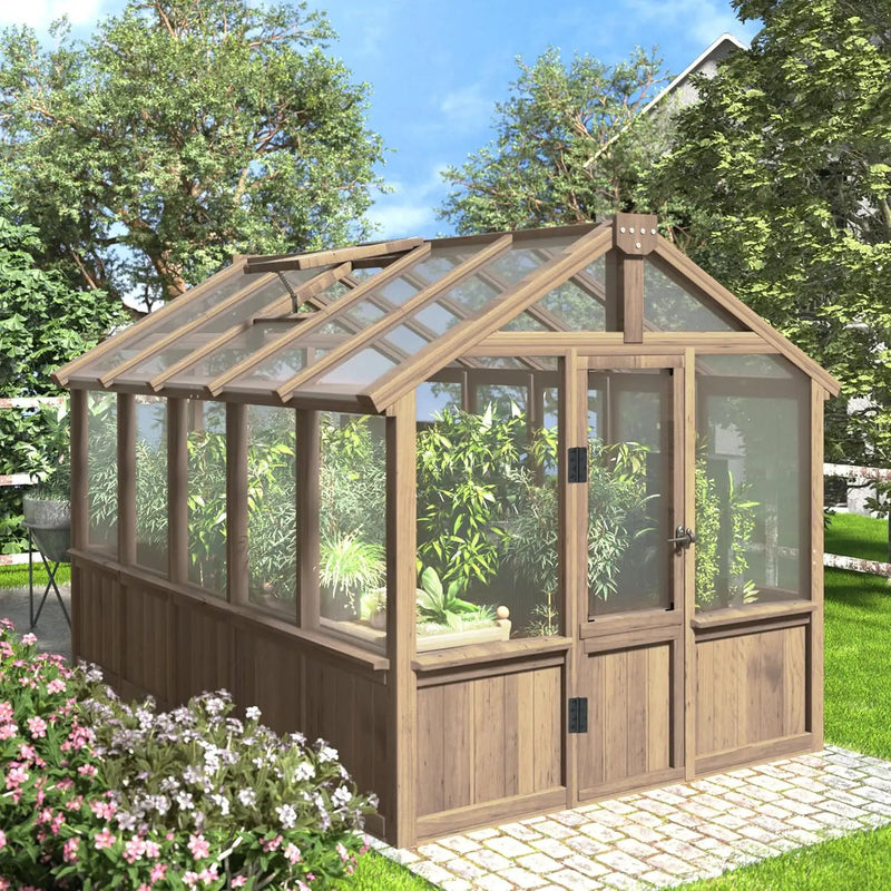 Mupater 6'x10' Wooden Greenhouse for Outdoor, Heavy Duty Green House Kit with Ventilated Window and Lockable Door, 6mm MWPC Panels for UV Protection, Walk-in Greenhouse for Backyard, Patio, Lawn by GreenHaven Gardens