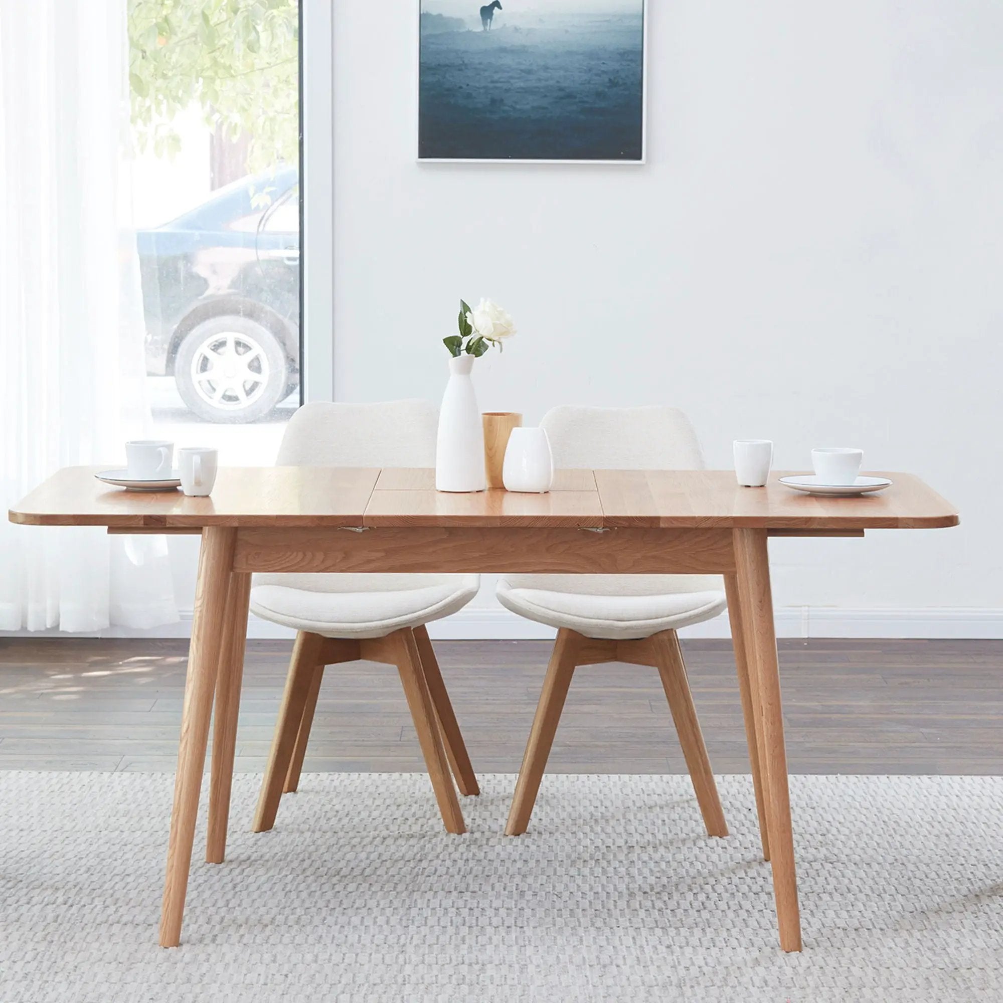 Round Corner Diagonal Leg Telescopic Table For 6 - 8 People To Meet Dining Table by Unique Piece Furniture