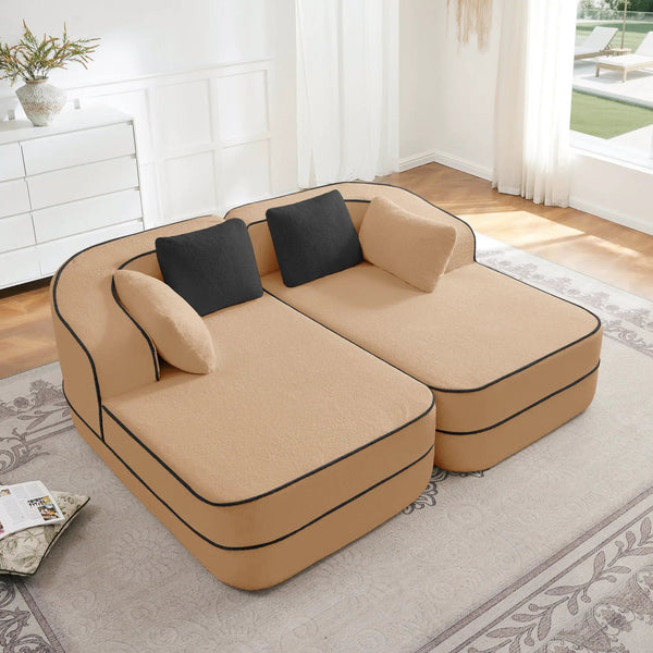 77.2" Teddy Fabric No Assembly Sofa in Camel, photo 2 of 10
