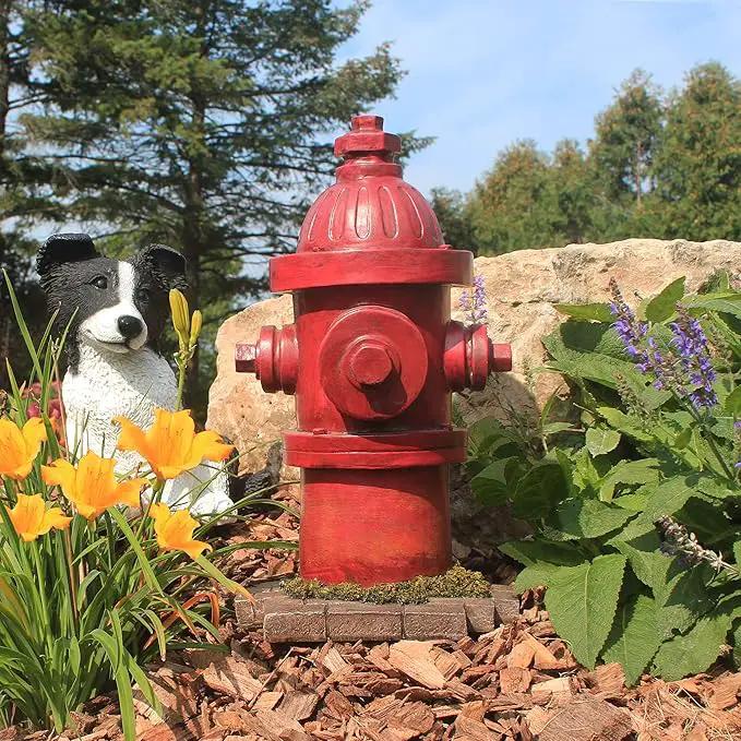 Design Toscano Dog's Second Best Friend Fire Hydrant Pee Post Indoor/Outdoor Statue, Medium 14 Inch Tall, Cast Stone Resin, Red Painted Finish by GreenHaven Gardens