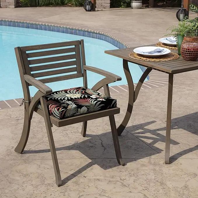 Arden Selections Rocking Chair Cushion, 19 x 18, Rain-Proof, Fade Resistant, Cushions for Rocking and Outdoor Chairs 18 x 19, Simone Black Tropical (Pack of 4) by GreenHaven Gardens