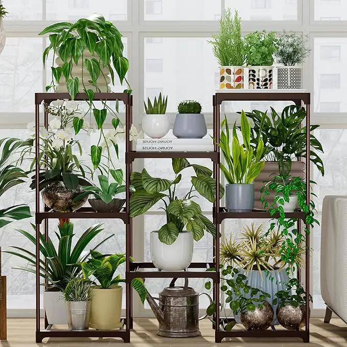 Metal Plant Stand Indoor Outdoor Plant Shelf Stand, 3 Tiers 8 Pots Potted Flower Plant Stands for Indoor Plants Multiple, Plant Shelves Stands Rack for Patio, Balcony, Living Room by GreenHaven Gardens