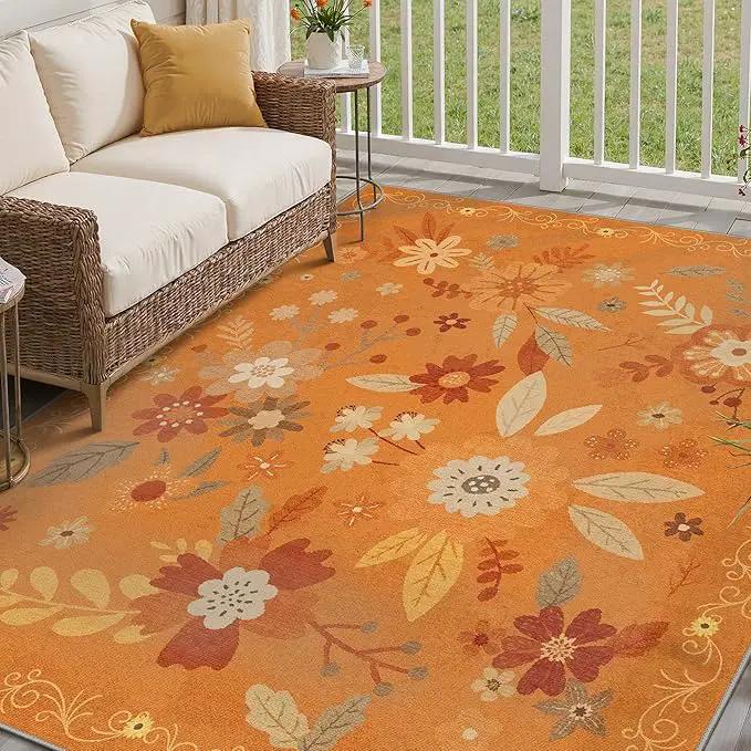 GENIMO Indoor Outdoor Area Rug 8' X 10' Waterproof, Washable Door Mat Non Shedding, Easy Cleaning Floral Outdoor Carpet for Patio, Entryway, Porch, Bathroom, Living Room, Bedroom, Backyard by GreenHaven Gardens