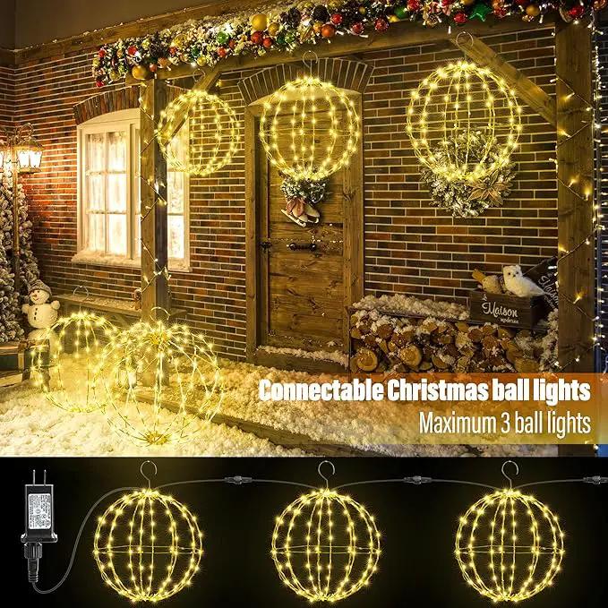 Outdoor Decorations Hanging Ball Lights 2PCS - 12 Inch Connectable Hanging Tree Globe 120 LED Fairy Lights with 8 Lighting Modes,Timing Function Waterproof Indoor Outdoor (Warm White, 2pcs) by GreenHaven Gardens